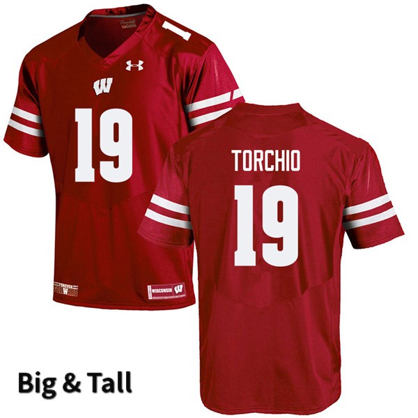 Wisconsin Badgers Men's #19 John Torchio NCAA Under Armour Authentic Red Big & Tall College Stitched Football Jersey LT40C24YU